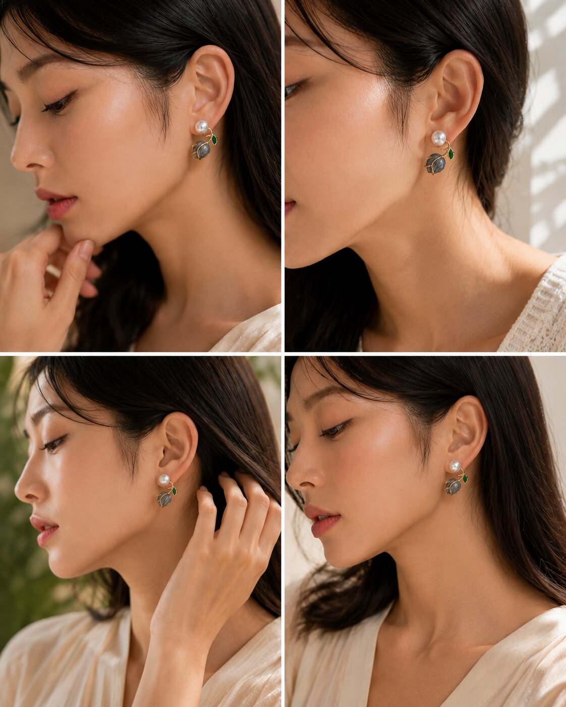 Ocean Rose Petals Gold Plated Earrrings