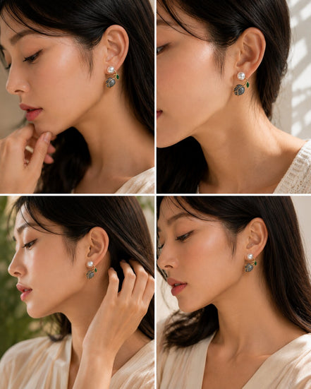 Ocean Rose Petals Gold Plated Earrrings