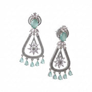 Rhodium-Plated American Diamond Drop Earrings