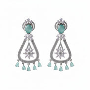 Rhodium-Plated American Diamond Drop Earrings