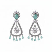 Rhodium-Plated American Diamond Drop Earrings