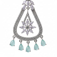 Rhodium-Plated American Diamond Drop Earrings