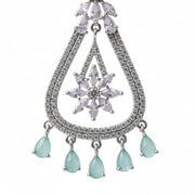 Rhodium-Plated American Diamond Drop Earrings