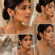 Rhodium-Plated American Diamond Drop Earrings