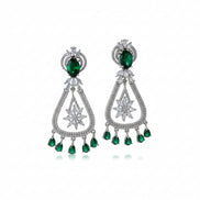 Rhodium-Plated American Diamond Drop Earrings
