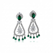Rhodium-Plated American Diamond Drop Earrings
