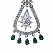 Rhodium-Plated American Diamond Drop Earrings