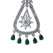 Rhodium-Plated American Diamond Drop Earrings