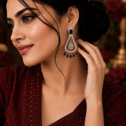 Rhodium-Plated American Diamond Drop Earrings