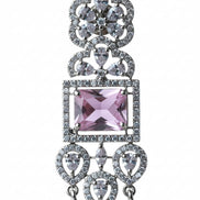 American Diamond Long Rhodium Plated Dangle Earrings