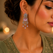 American Diamond Long Rhodium Plated Dangle Earrings