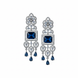 American Diamond Long Rhodium Plated Dangle Earrings