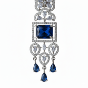 American Diamond Long Rhodium Plated Dangle Earrings