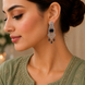 American Diamond Long Rhodium Plated Dangle Earrings