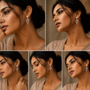 Rhodium-Plated Cubic Zirconia & Pearl Feather Earrings