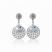 Rhodium Plated American Diamond Stones Dangler Earrings
