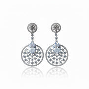 Rhodium Plated American Diamond Stones Dangler Earrings