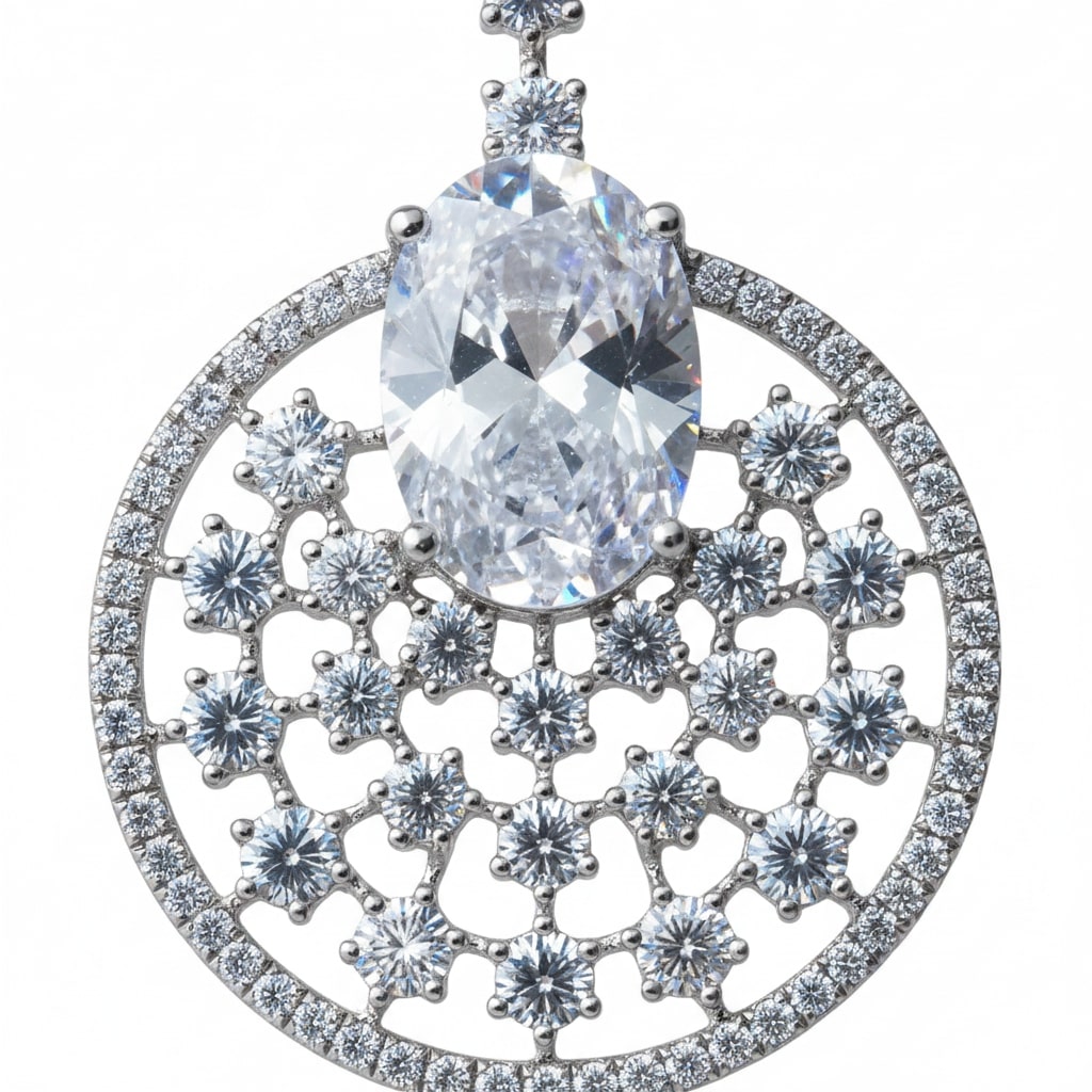 Rhodium Plated American Diamond Stones Dangler Earrings