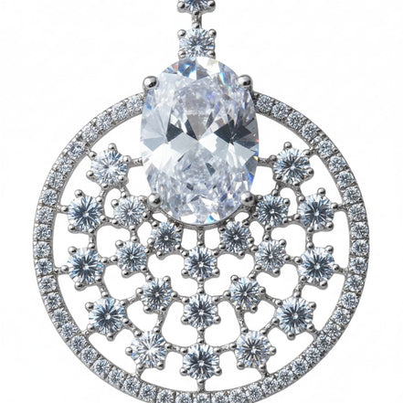 Rhodium Plated American Diamond Stones Dangler Earrings