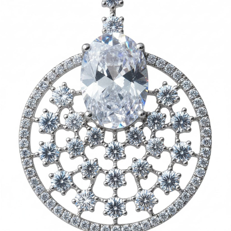 Rhodium Plated American Diamond Stones Dangler Earrings