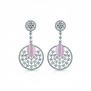 Rhodium Plated American Diamond Stones Dangler Earrings