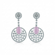 Rhodium Plated American Diamond Stones Dangler Earrings