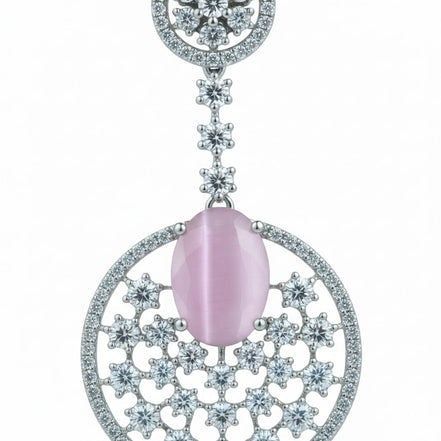 Rhodium Plated American Diamond Stones Dangler Earrings