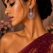 Rhodium Plated American Diamond Stones Dangler Earrings