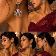 Rhodium Plated American Diamond Stones Dangler Earrings
