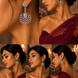 Rhodium Plated American Diamond Stones Dangler Earrings