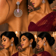 Rhodium Plated American Diamond Stones Dangler Earrings