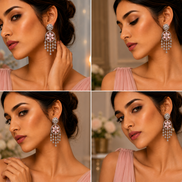 Pink Stone American Diamond Dangler Earrings