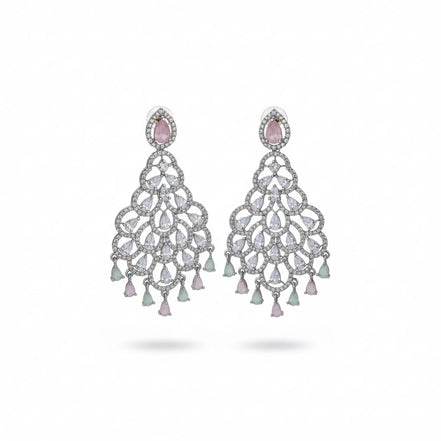 American Diamond Peacock Danglers Earrings