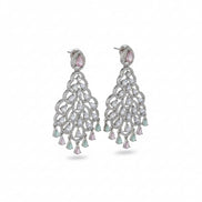 American Diamond Peacock Danglers Earrings