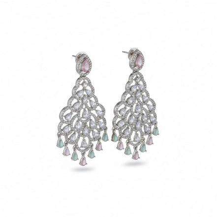 American Diamond Peacock Danglers Earrings