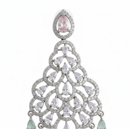 American Diamond Peacock Danglers Earrings