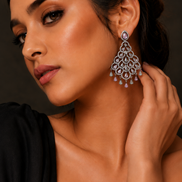 American Diamond Peacock Danglers Earrings