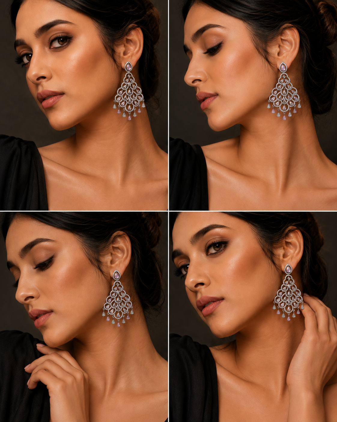American Diamond Peacock Danglers Earrings