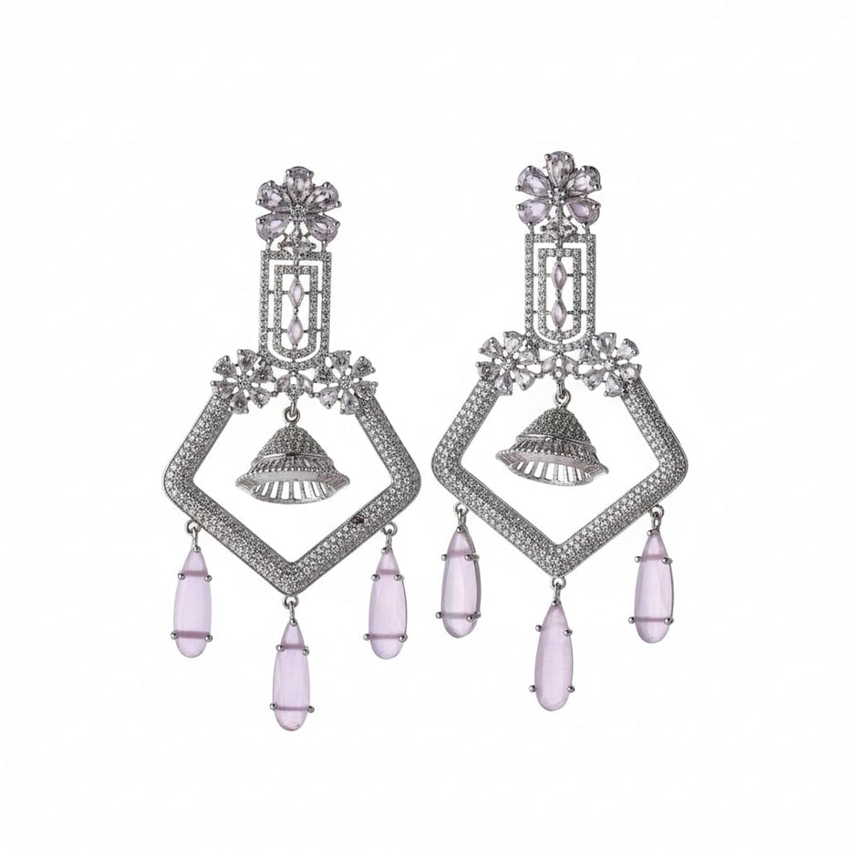 CZ American Diamond Dangler Earrings
