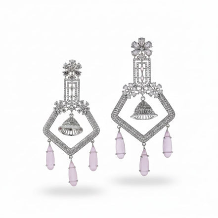 CZ American Diamond Dangler Earrings
