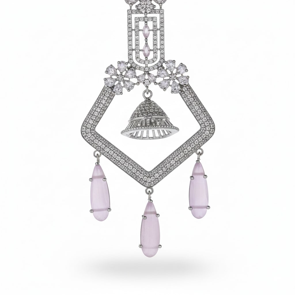 CZ American Diamond Dangler Earrings