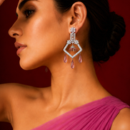 CZ American Diamond Dangler Earrings