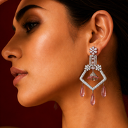 CZ American Diamond Dangler Earrings