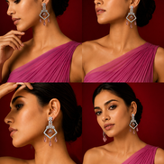 CZ American Diamond Dangler Earrings