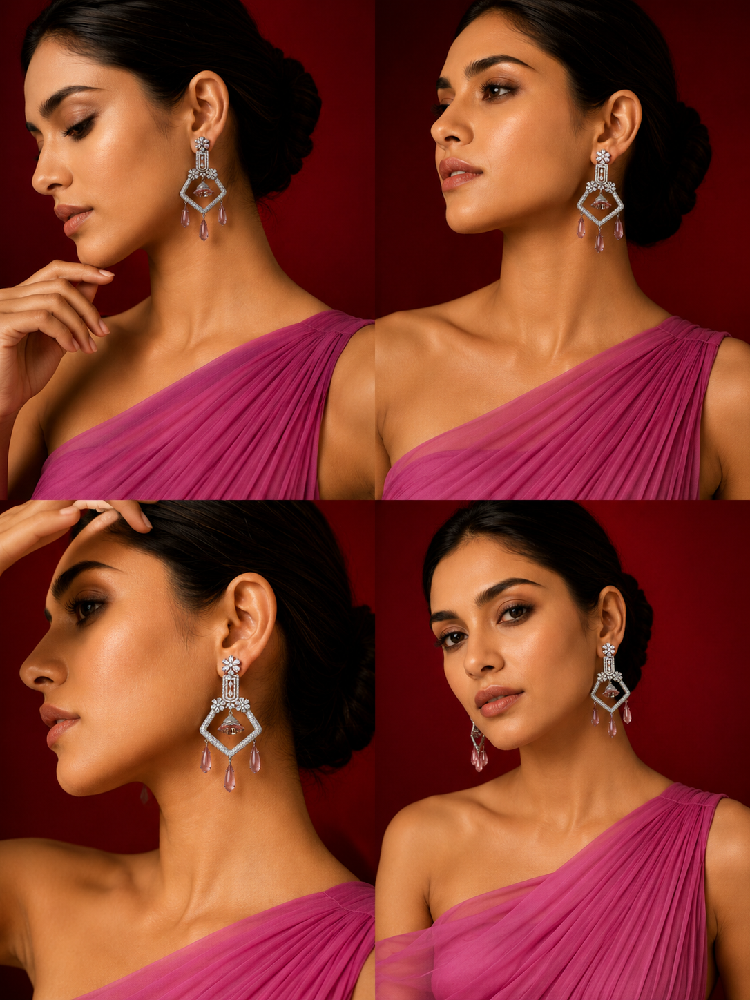 CZ American Diamond Dangler Earrings