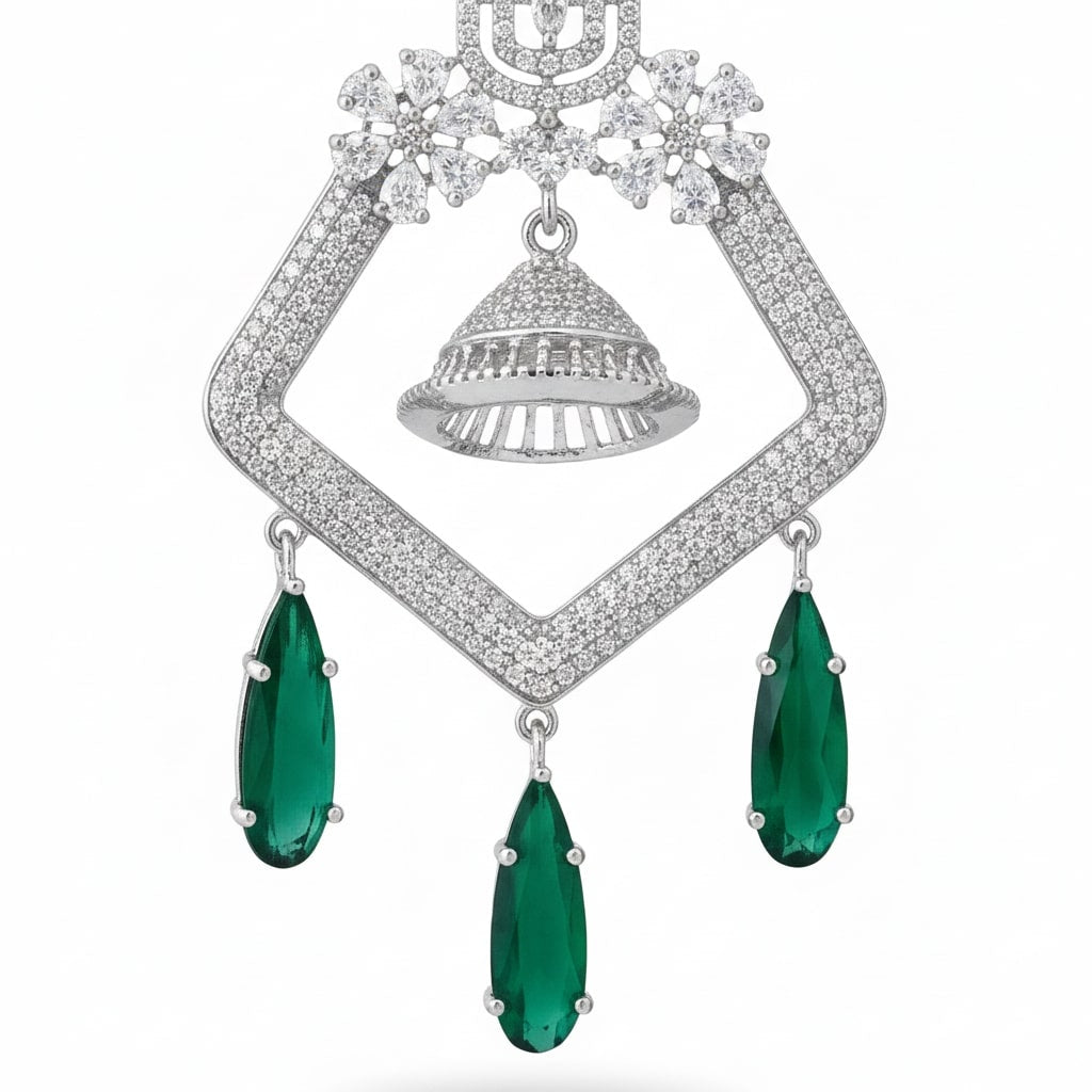 CZ American Diamond Dangler Earrings