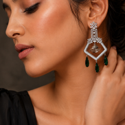 CZ American Diamond Dangler Earrings