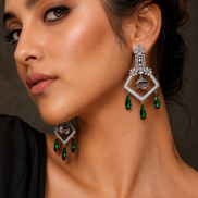 CZ American Diamond Dangler Earrings