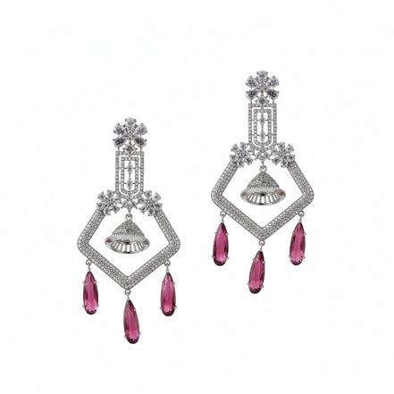 CZ American Diamond Dangler Earrings