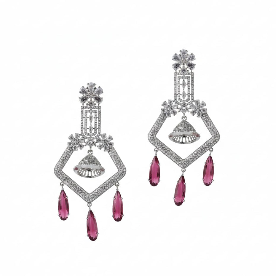 CZ American Diamond Dangler Earrings